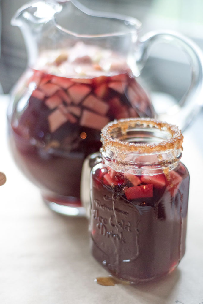 Autumn Sangria with brown sugar and honey rim