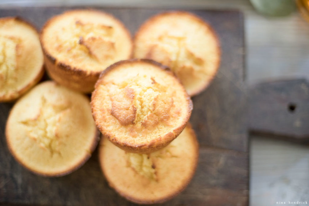 corn muffins on cutting board