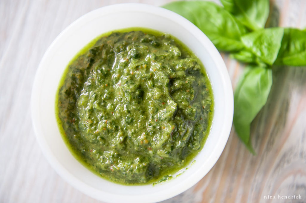 fresh pesto with basil