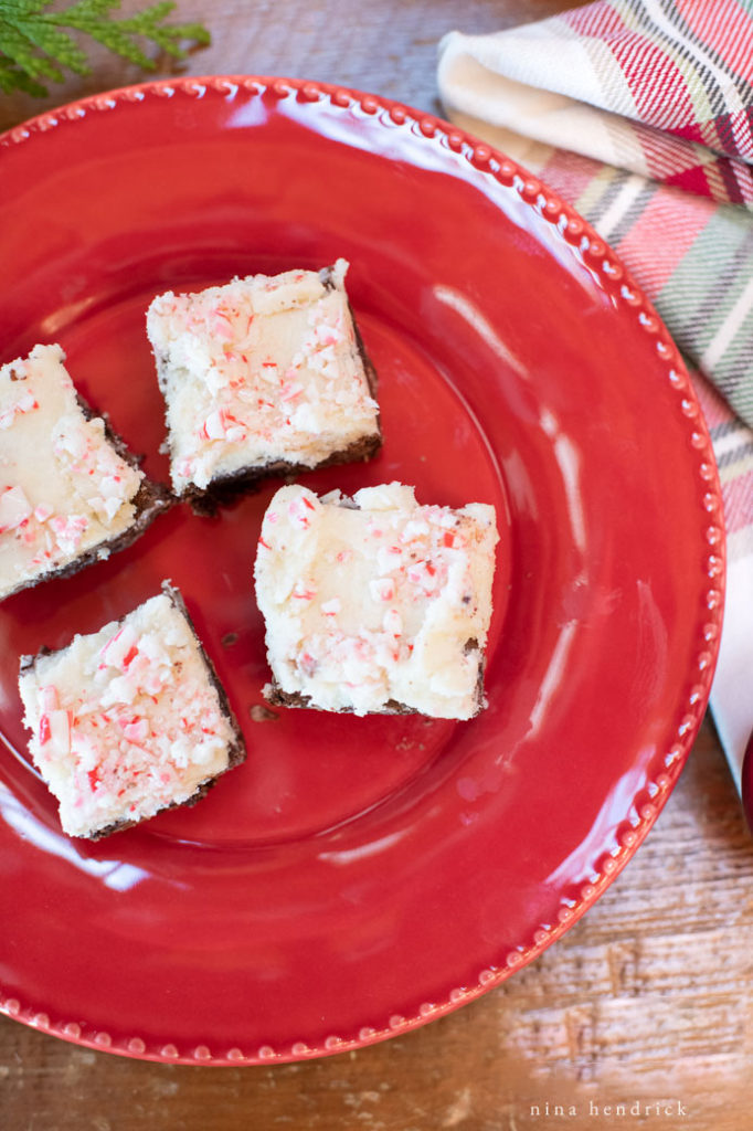 Christmas dessert on a red plate