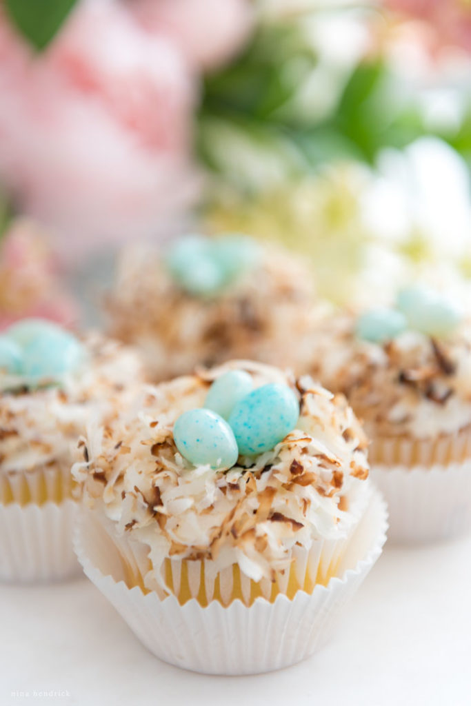 Easy Bird Nest Cupcakes with Toasted Coconut for Spring and Easter