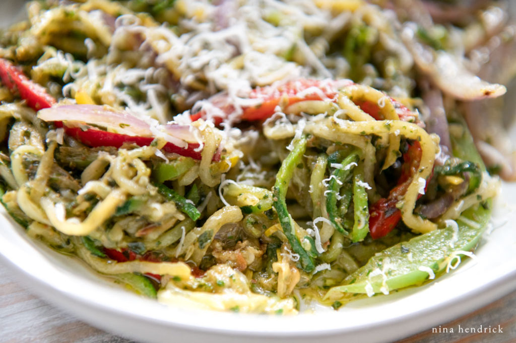 Spiralized Veggie Pesto Primavera