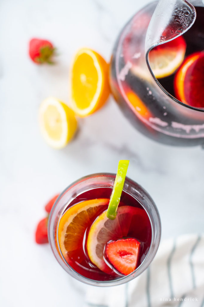 overhead view of summer cocktail