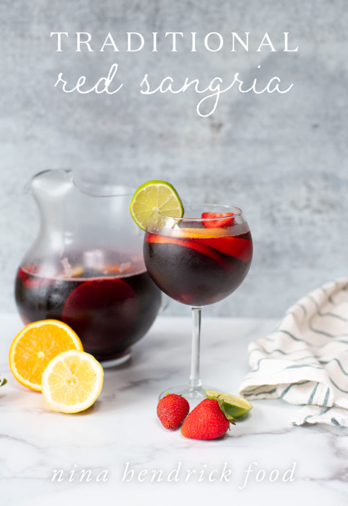 Traditional Red Sangria with citrus and strawberries