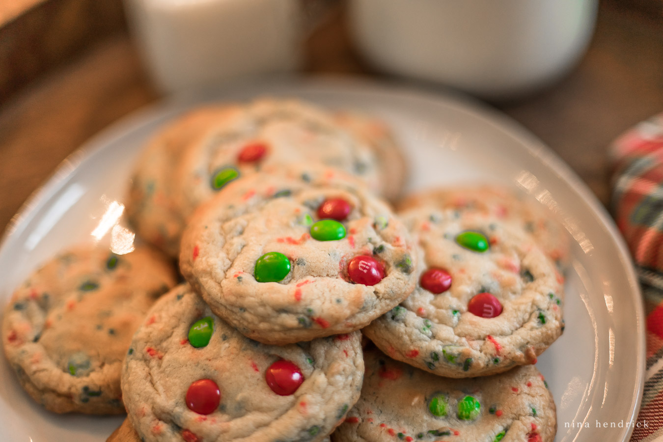 M&M Christmas Candy Cookies - Nina Hendrick Food