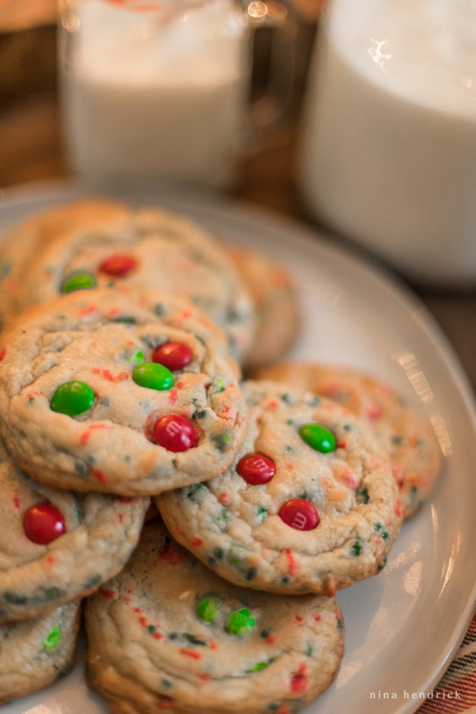 Christmas Candy Cookies with M&Ms and Sprinkles